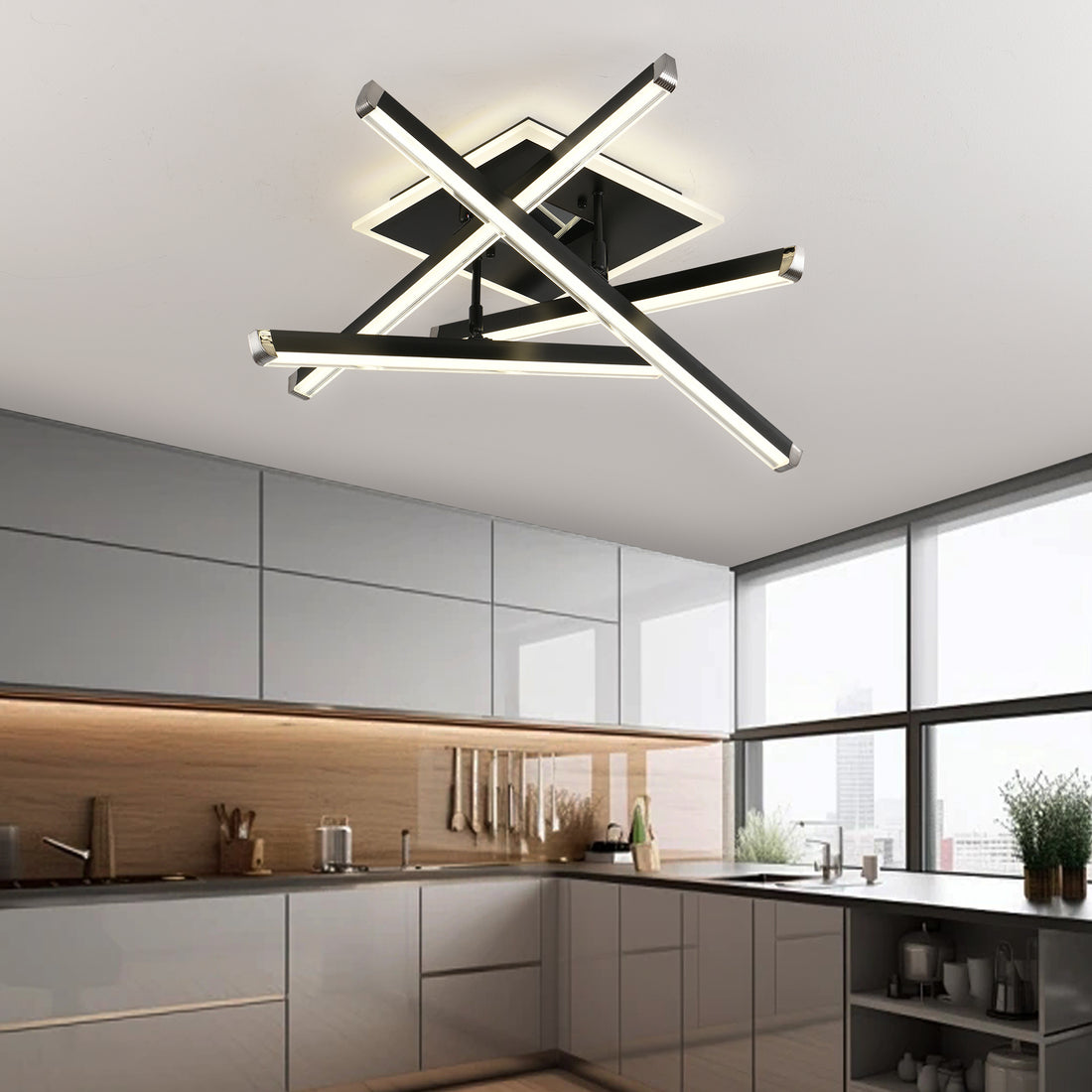 Lustra LED Anania 134 W Cu Telecomanda, Dimabila, Negru