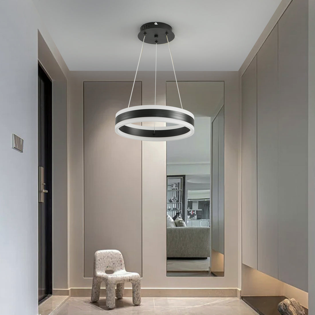 Lustra LED Doina 76 W Cu Telecomanda, Dimabila, Negru