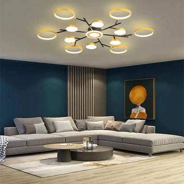 Lustra LED Pyper 70 W Cu Telecomanda, Dimabila, Negru, Auriu