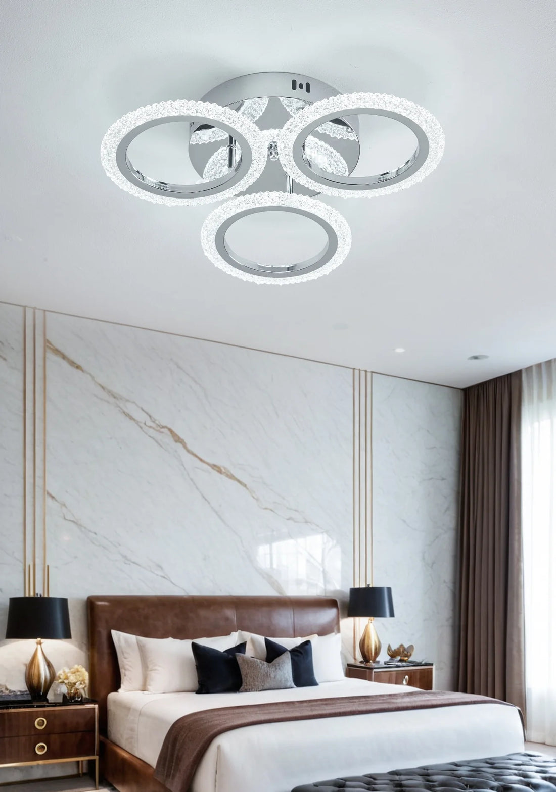 Lustra LED Adamina 48 W Cu Telecomanda, Dimabila, Argintiu