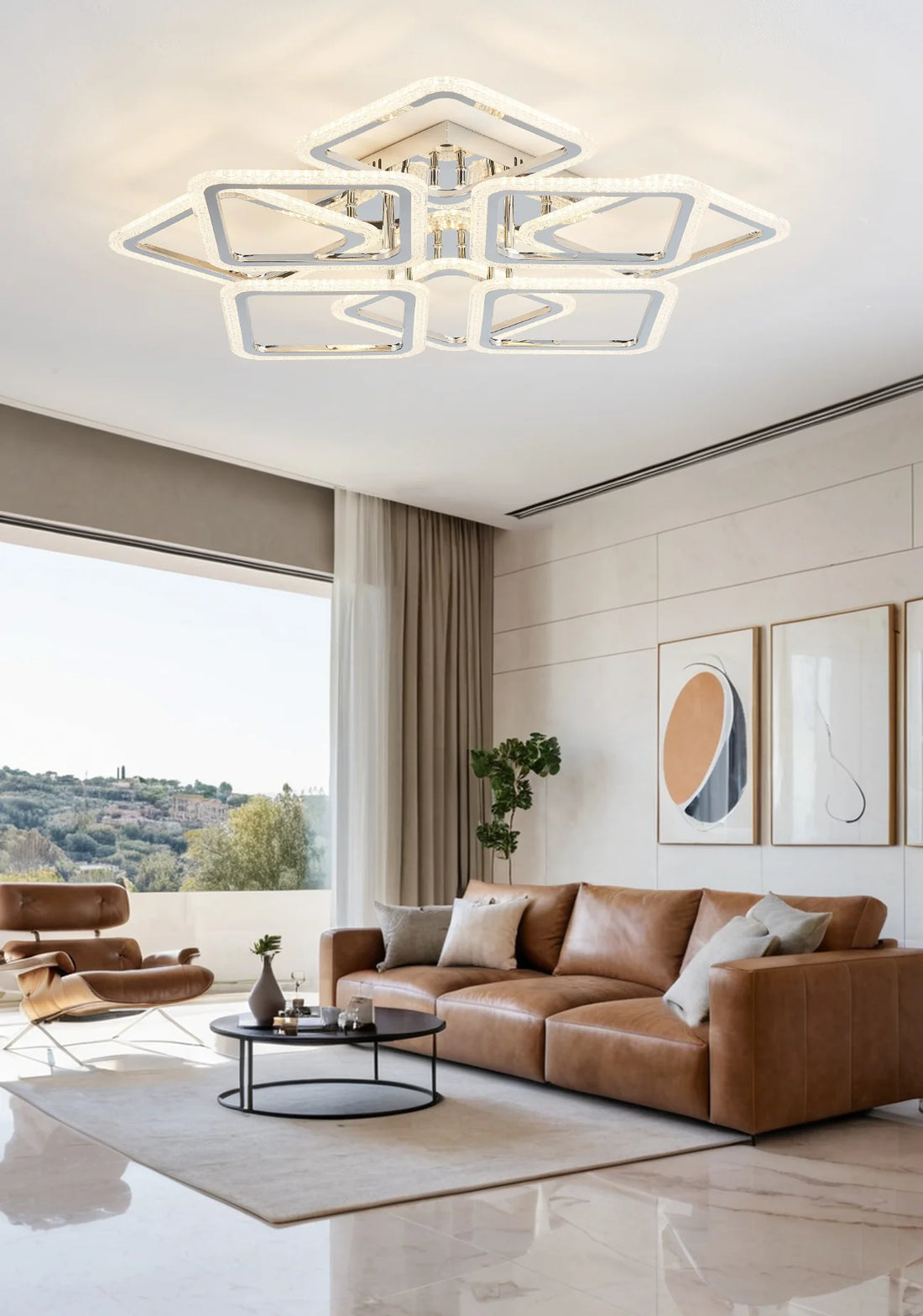 Lustra LED Adele 240 W Cu Telecomanda, Dimabila, Argintiu