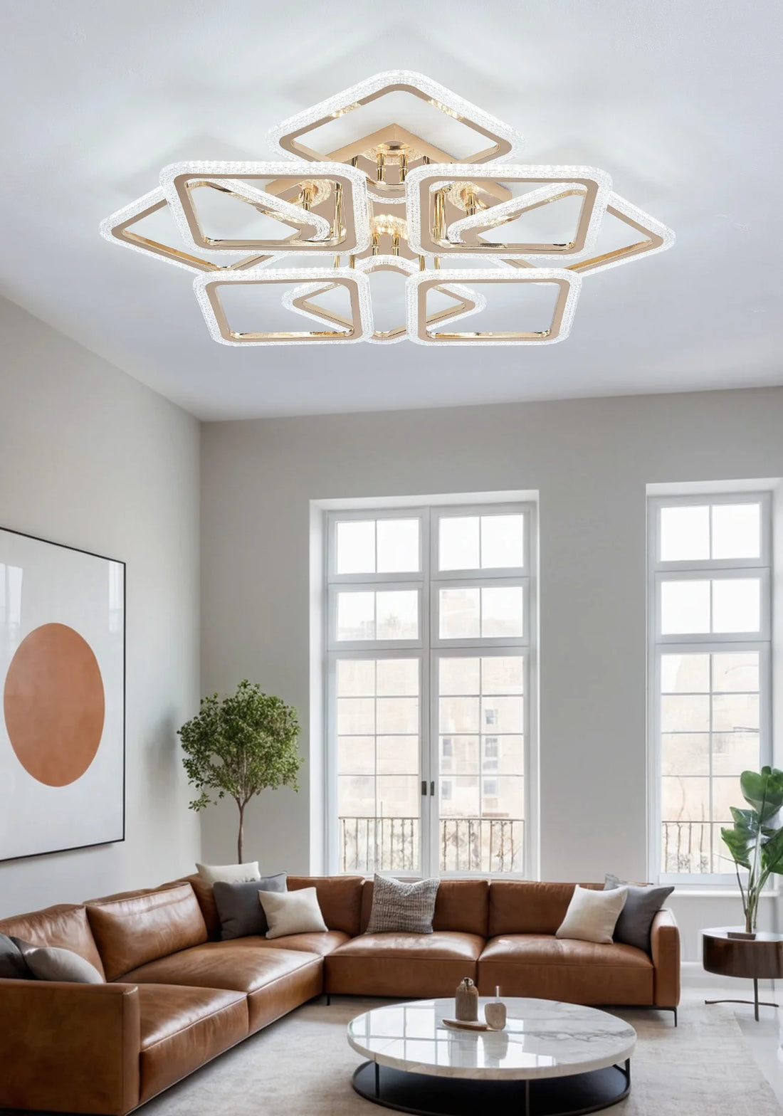 Lustra LED Aggie 240 W Cu Telecomanda, Dimabila, Auriu