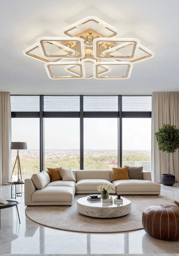 Lustra LED Aggie 240 W Cu Telecomanda, Dimabila, Auriu