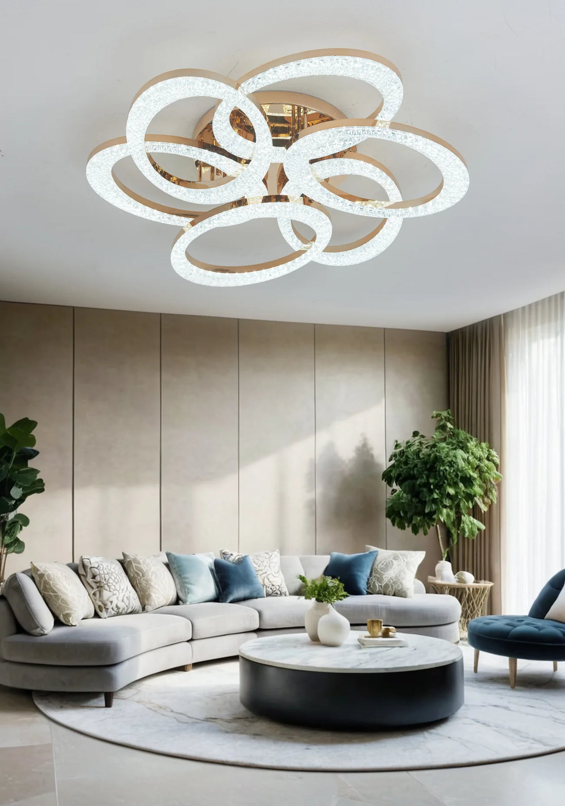 Lustra LED Bindy 168 W Cu Telecomanda, Dimabila, Auriu