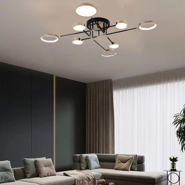 Lustra LED Fifi 144 W Cu Telecomanda, Dimabila, Negru Auriu