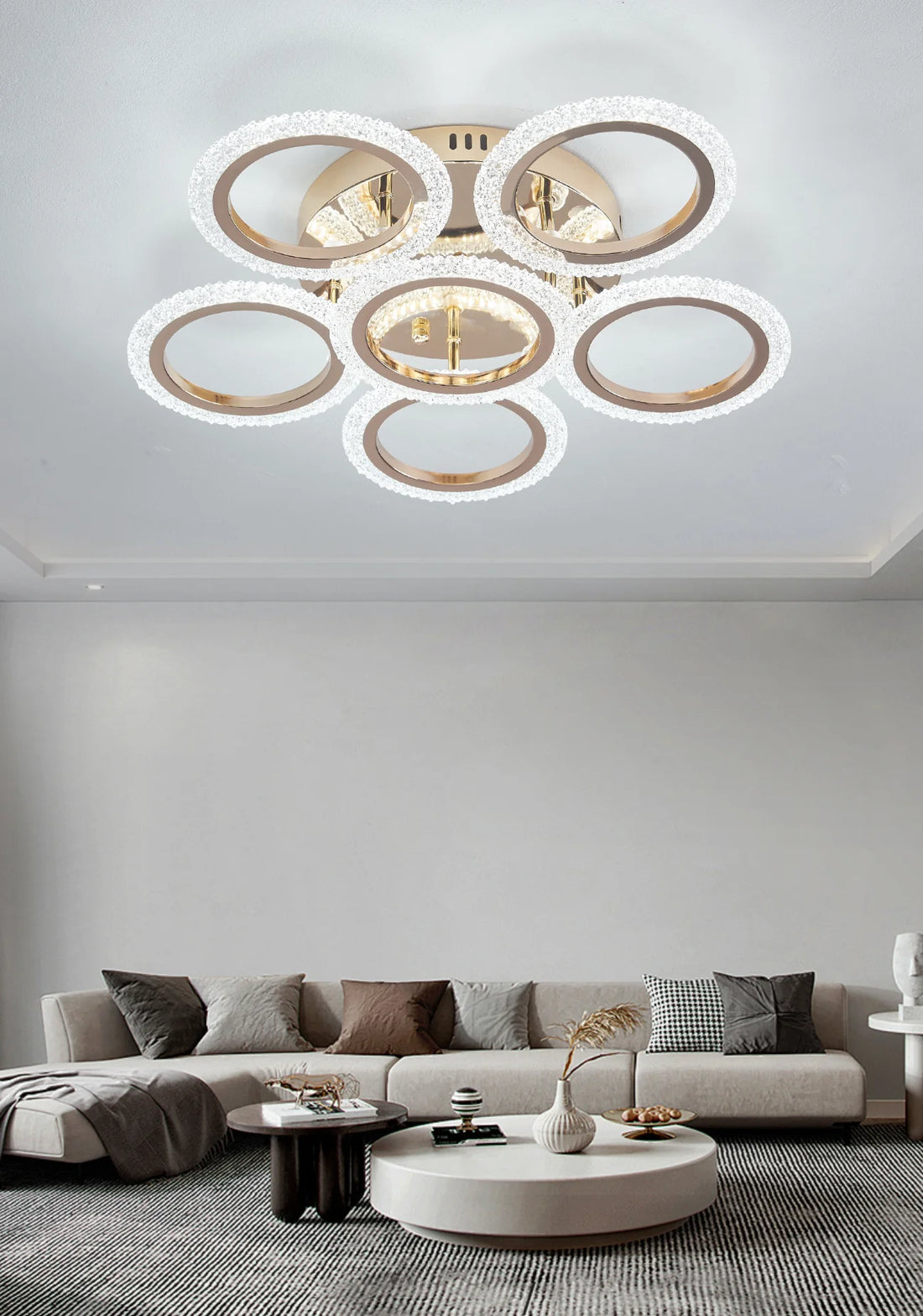 Lustra LED Freya 96 W Cu Telecomanda, Dimabila, Auriu