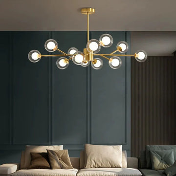 Lustra Georgia Cu 15 Abajururi, 15 X G9, Auriu