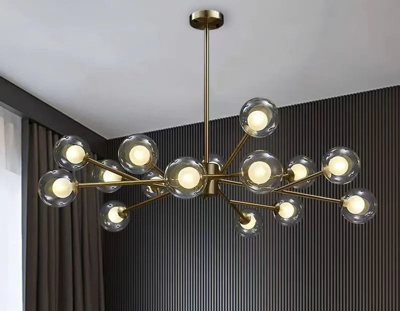 Lustra Georgia Cu 15 Abajururi, 15 X G9, Auriu