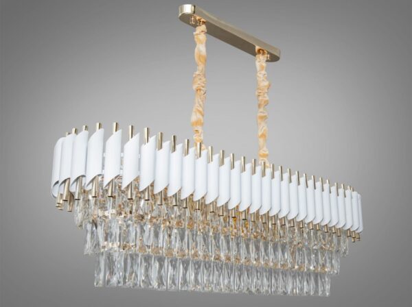Candelabru Lesley, Alb, Auriu, Metal Si Cristal 80x30 Cm