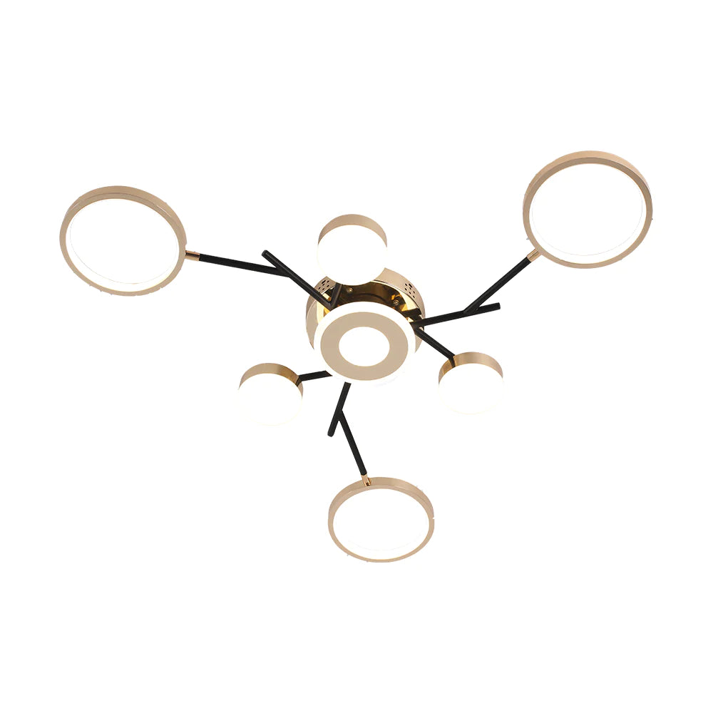 Lustra LED Lora 37 W Cu Telecomanda, Dimabila, Negru, Auriu