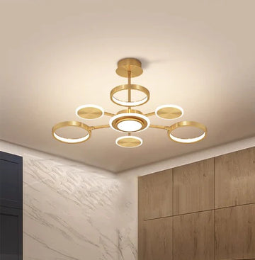 Lustra LED Saima 92 W Cu Telecomanda, Dimabila, Auriu