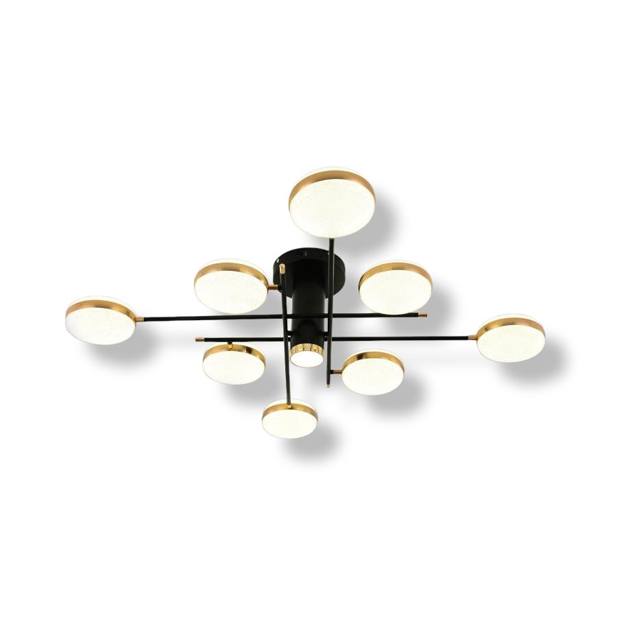 Lustra LED Luxury 154 W, Cu Telecomanda, Dimabila, Negru, Auriu