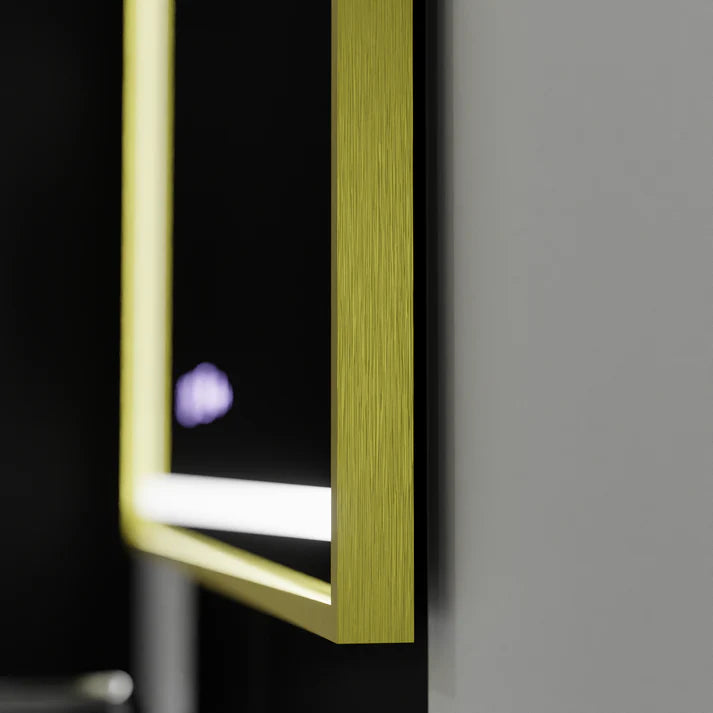 Oglinda LED Senzor Starlight Sistem Dezaburire Ceas Temperatura Rama Aurie  120x80 Cm