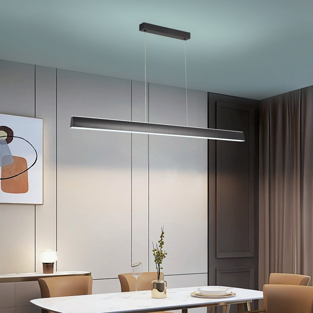 Lustra LED Ellis 96 W Cu Telecomanda, Dimabila, Negru