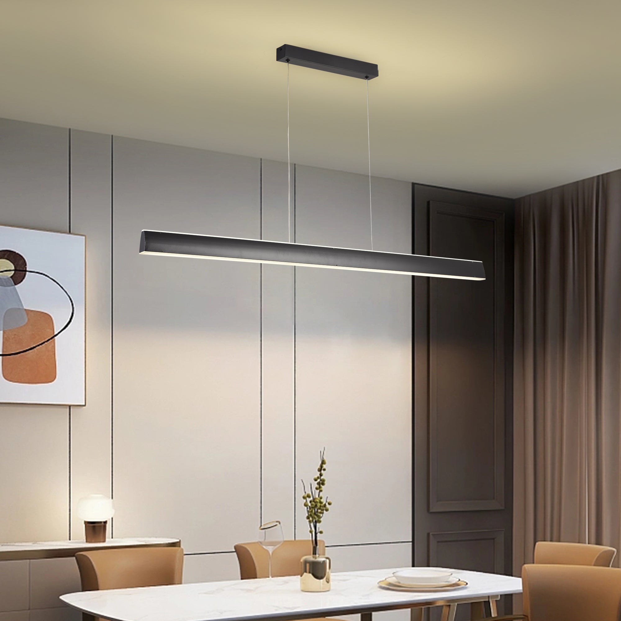 Lustra LED Ellis 96 W Cu Telecomanda, Dimabila, Negru