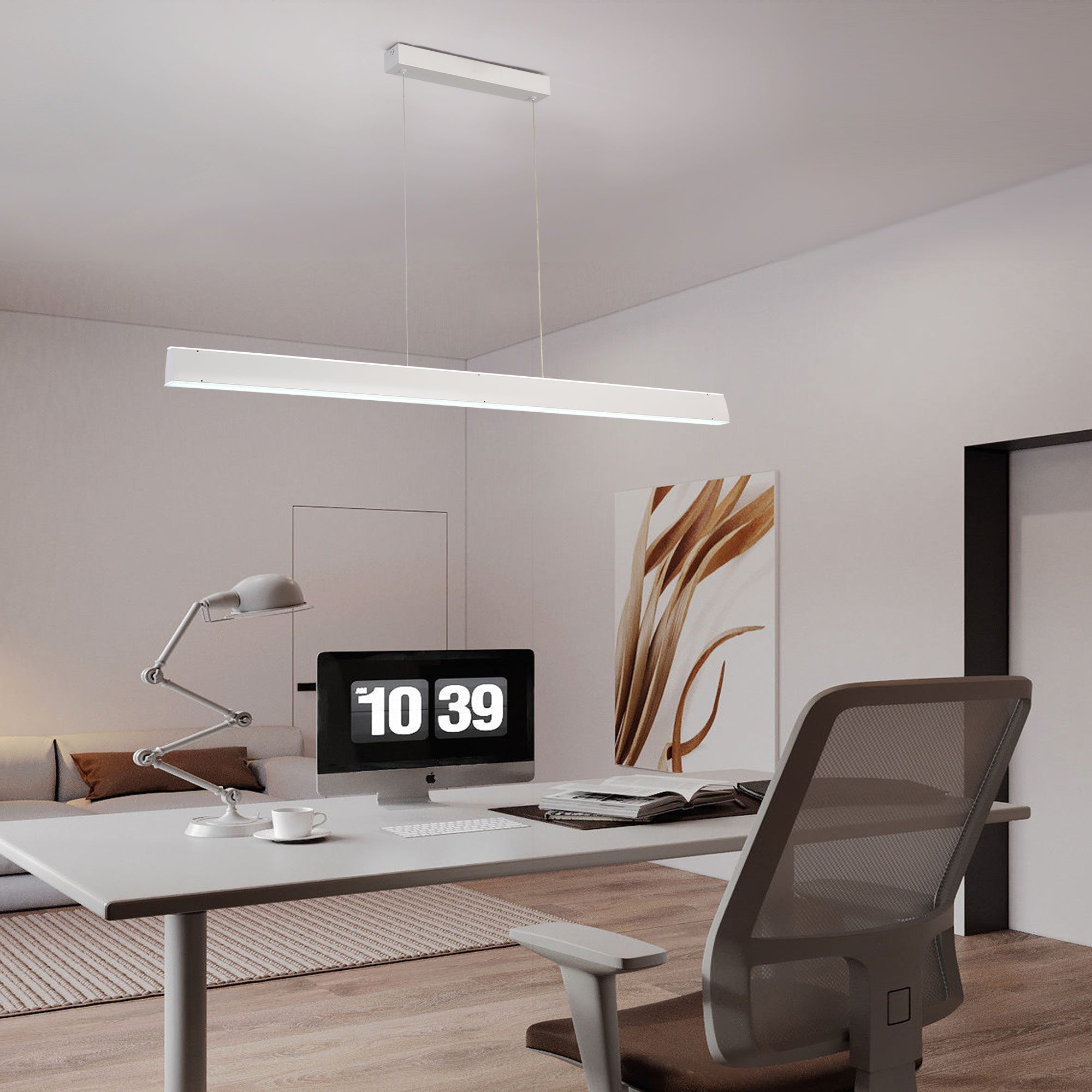 Lustra LED June 96 W Cu Telecomanda, Dimabila, Alb