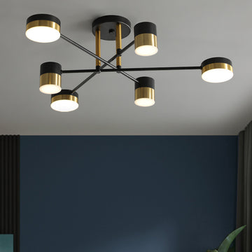 Lustra LED Anya 72 W Cu Telecomanda, Dimabila, Negru, Auriu