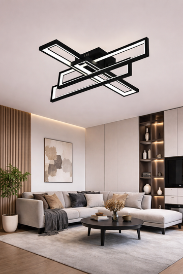 Lustra LED Clover 192 W, Cu Telecomanda, Dimabila, Negru