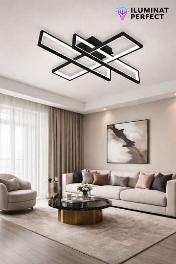 Lustra LED Pixie 164 W, Cu Telecomanda, Dimabila, Negru