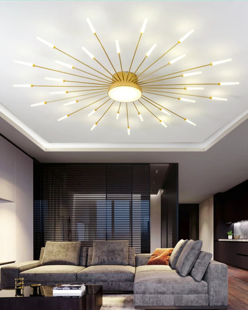 Lustra LED Crina 90 W Cu Telecomanda, Dimabila, Auriu