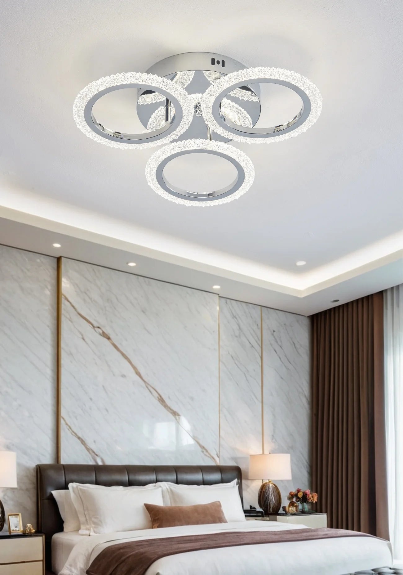 Lustra LED Adamina 48 W Cu Telecomanda, Dimabila, Argintiu