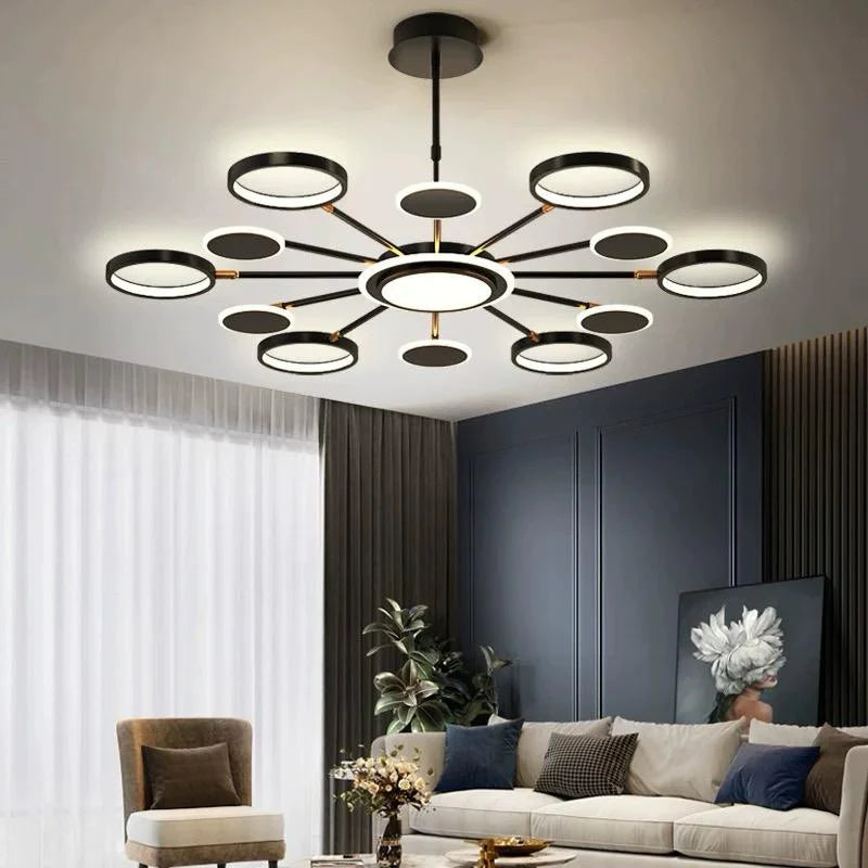 Lustra LED Alisa 143 W Cu Telecomanda, Dimabila, Negru