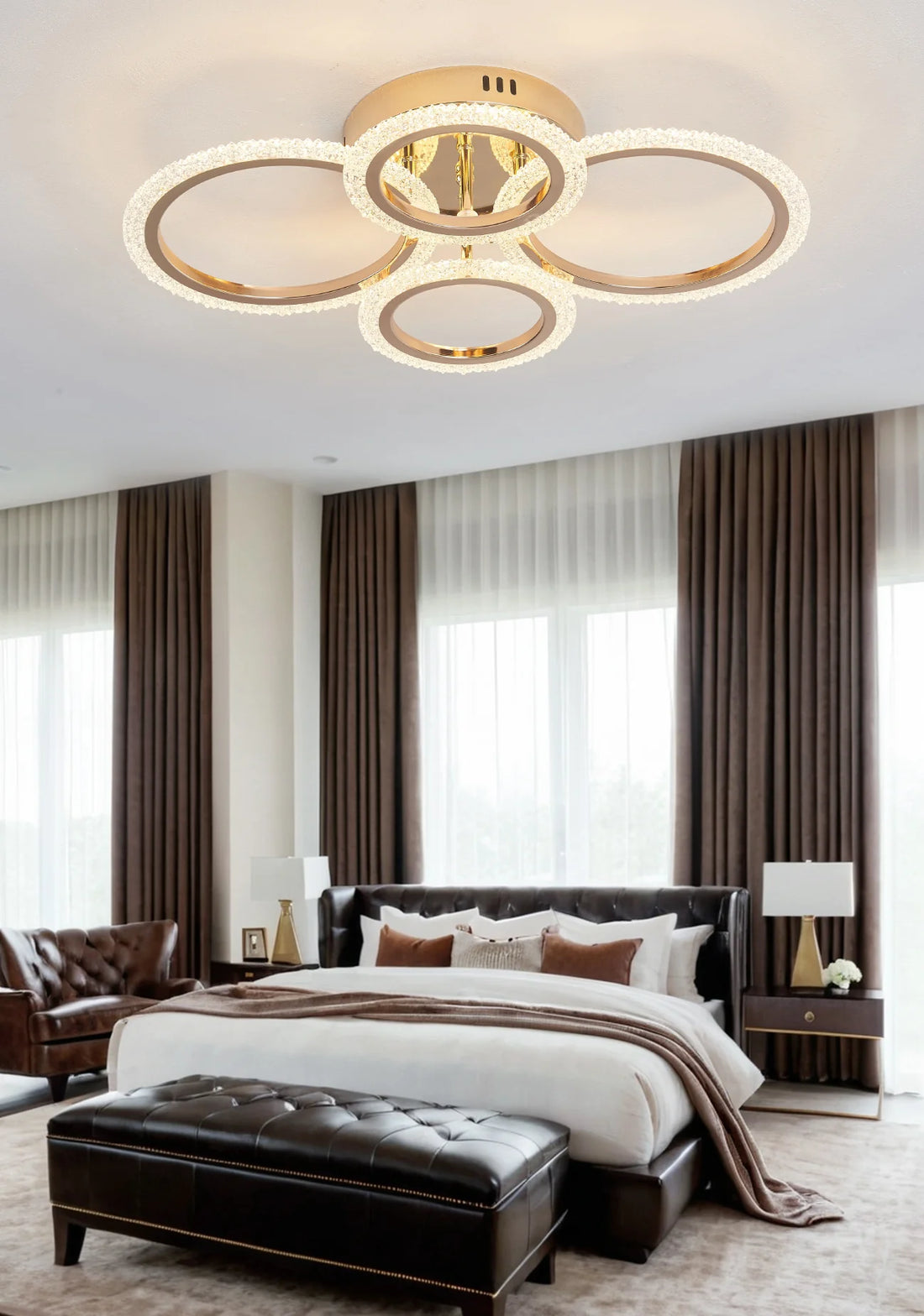 Lustra LED Dany 80 W Cu Telecomanda, Dimabila, Auriu