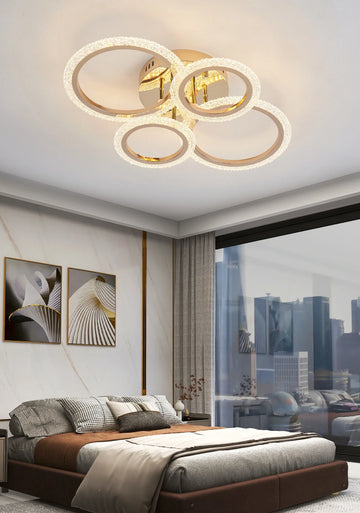 Lustra LED Dany 80 W Cu Telecomanda, Dimabila, Auriu