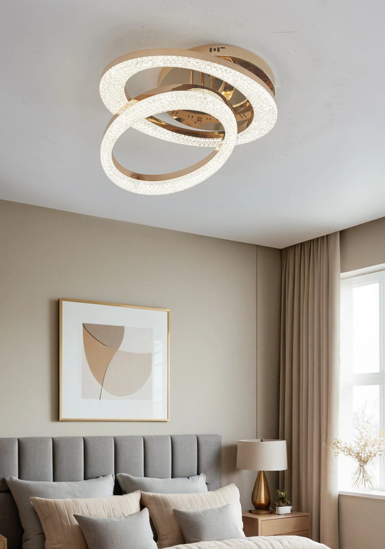 Lustra LED Bert 96 W Cu Telecomanda, Dimabila, Auriu