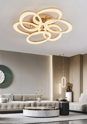 Lustra LED Bindy 168 W Cu Telecomanda, Dimabila, Auriu