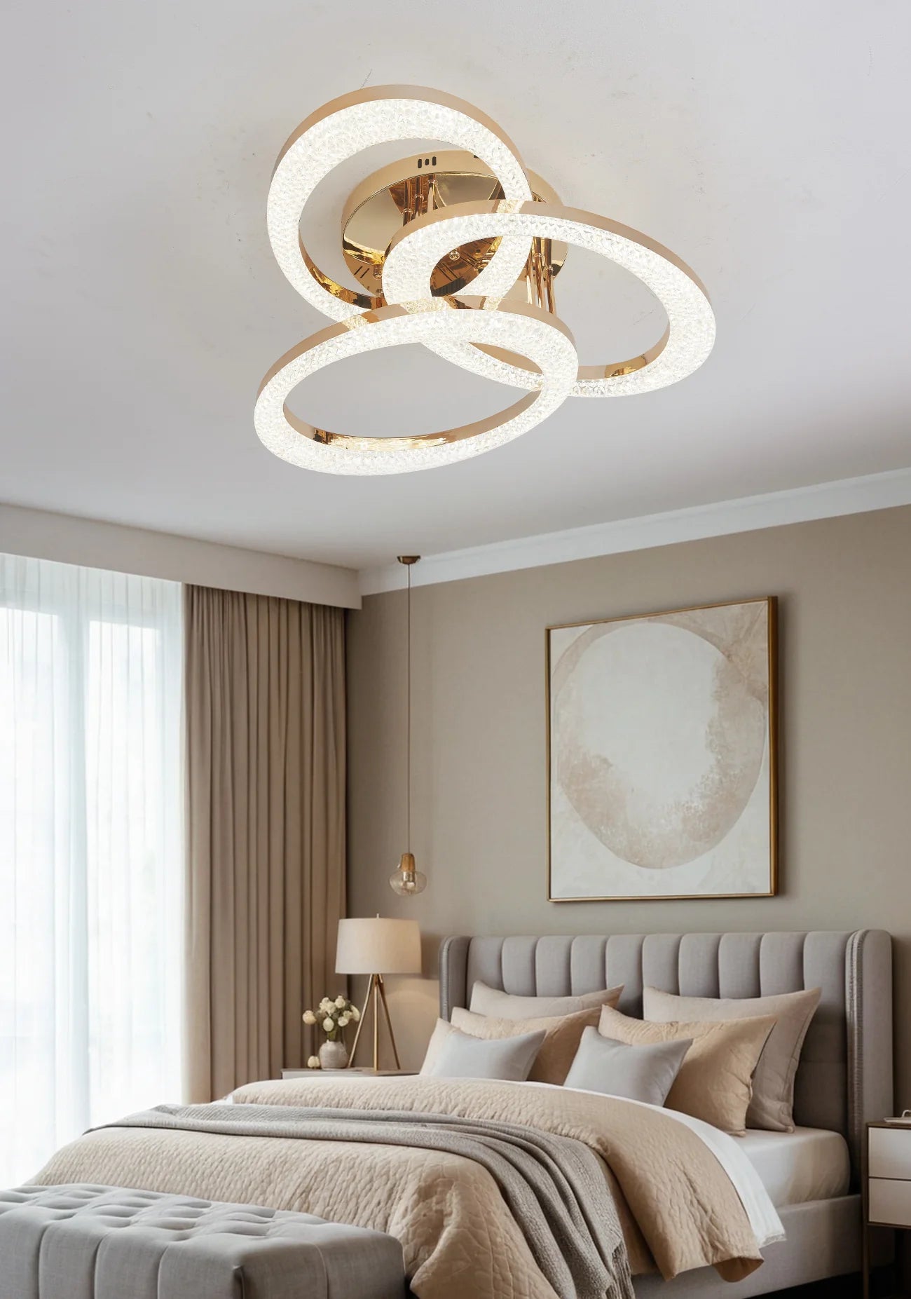 Lustra LED Blake 144 W Cu Telecomanda, Dimabila, Auriu