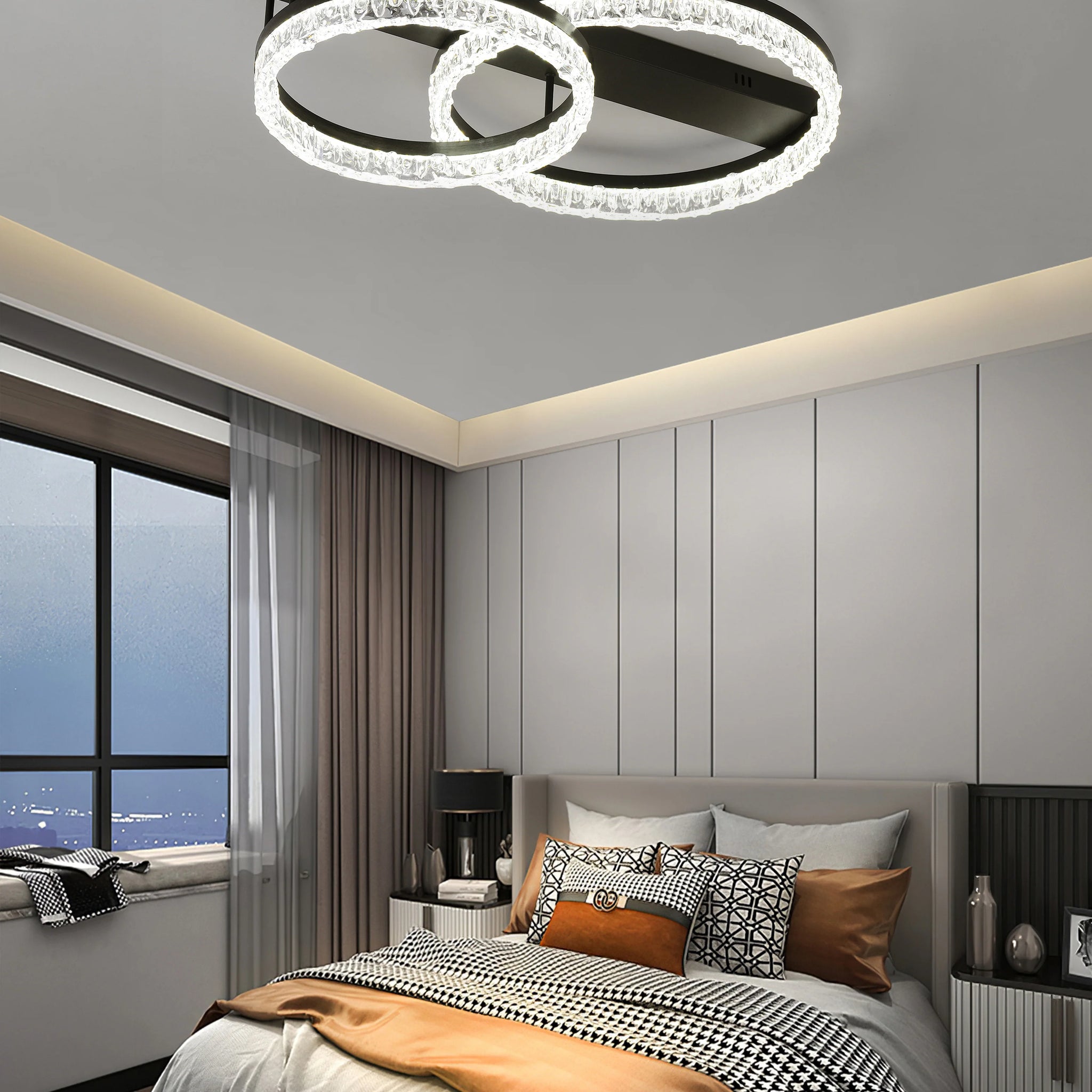 Lustra LED Brook 120 W Cu Telecomanda, Dimabila, Negru