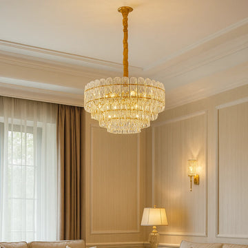 Candelabru Camelia, Auriu, Cristal, Diametru 58 Cm, E27