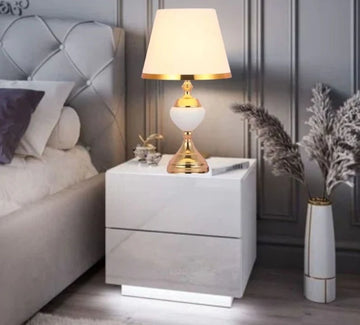 Veioza Odilia Stil Clasic, Alb, Auriu,E27