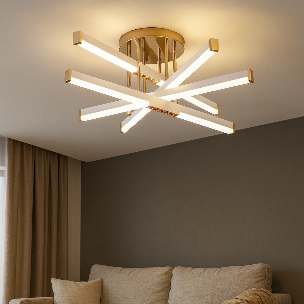 Lustra LED Nova 120 W Cu Telecomanda, Dimabila, Auriu, Alb