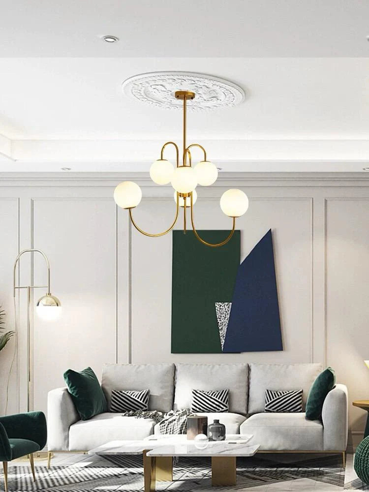 Lustra Fergie Cu 6 Abajururi, 6 X E27, Auriu