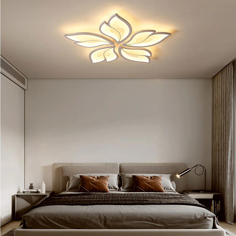 Lustra LED Flower 100 W Cu Telecomanda, Dimabila, Alb
