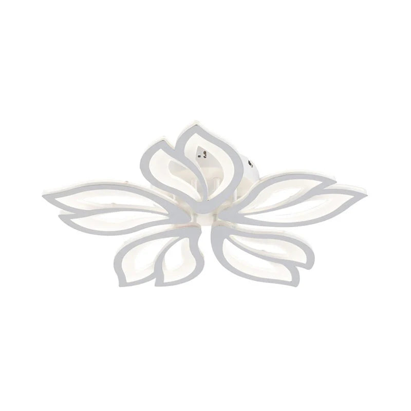 Lustra LED Flower 100 W Cu Telecomanda, Dimabila, Alb