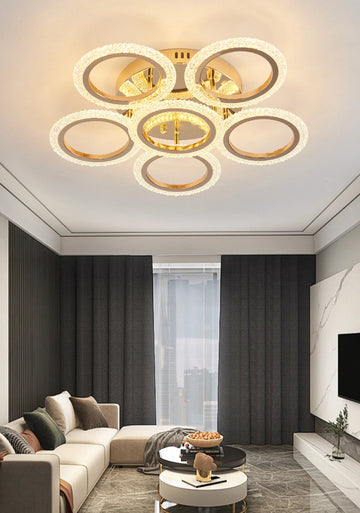 Lustra LED Freya 96 W Cu Telecomanda, Dimabila, Auriu