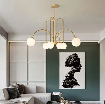 Lustra Frederica Cu 8 Abajururi, 8 X E27, Auriu