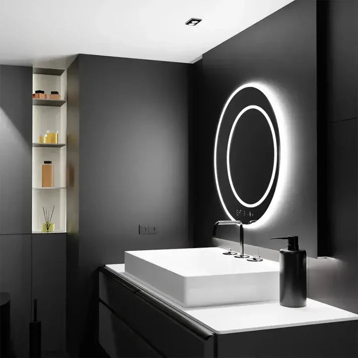 Oglinda LED Touch Herta Sistem Dezaburire, Ceas si Termometru,  60x60