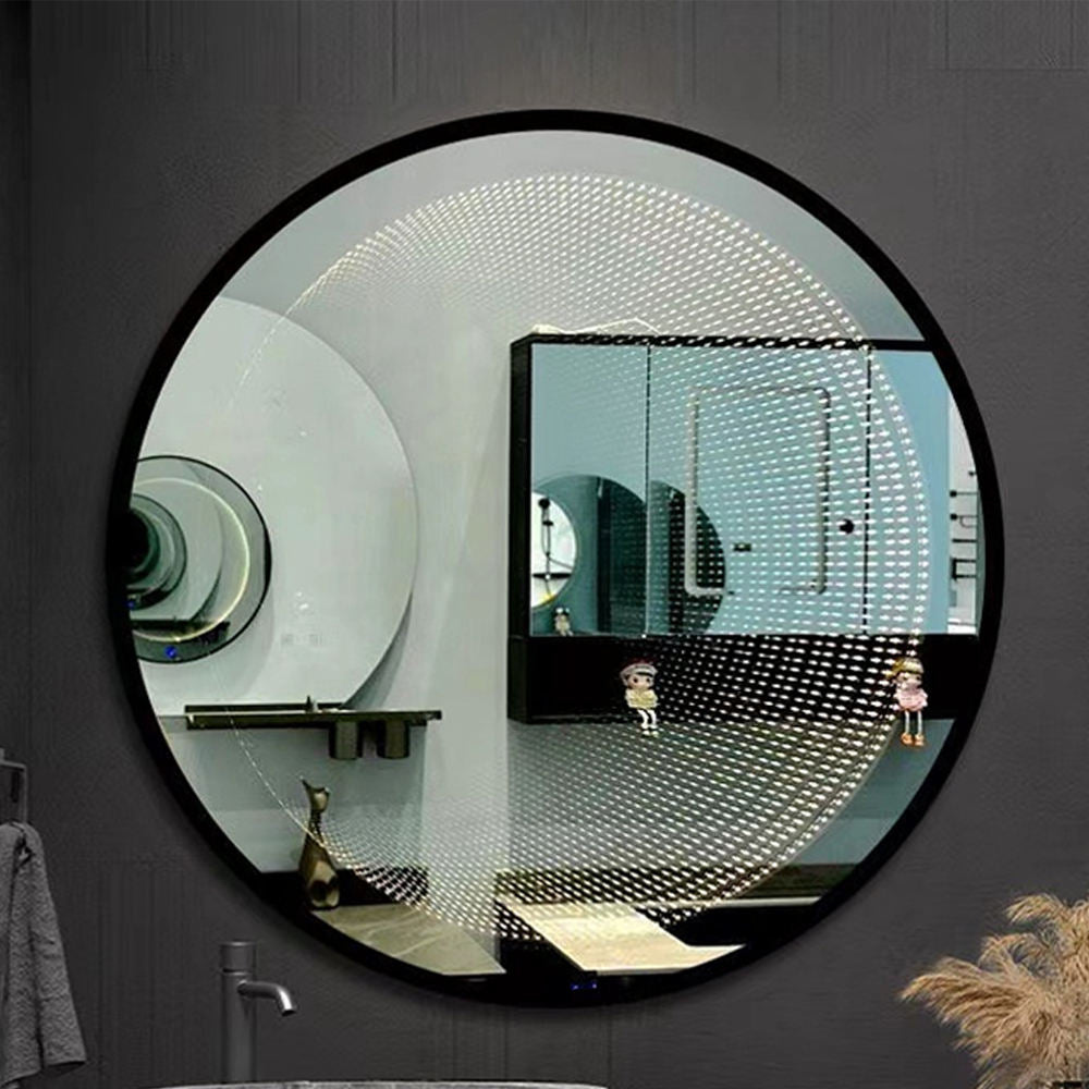 Oglinda LED Touch Vaiana Cu 3 Tipuri De Lumina Rama Neagra 70 Cm