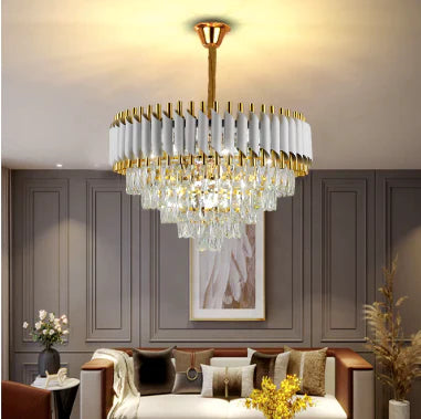 Candelabru Juliet, Auriu, Alb, Cristal, Diametru 60 Cm