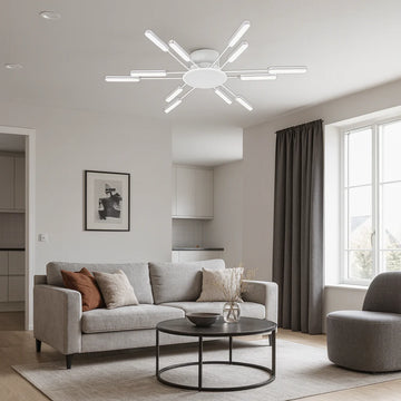 Lustra LED  Keren 190 W Cu Telecomanda, Dimabila, Alb, Crom