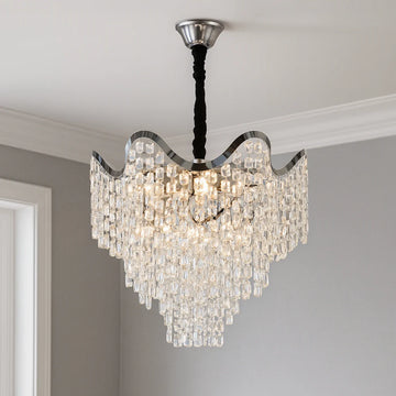 Candelabru Kiara, Argintiu, Cristal, Diametru 45 Cm, E27