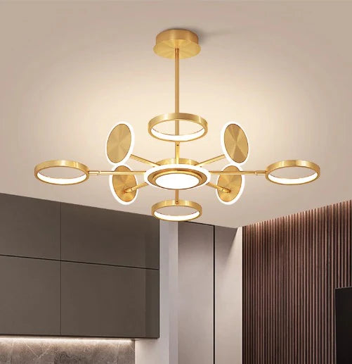 Lustra LED Pamela 113 W Cu Telecomanda, Dimabila, Auriu