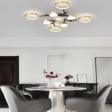 Lustra LED Rafira 47 W x 4 Canale - 188 W Cu Telecomanda, Dimabila, Negru, Auriu