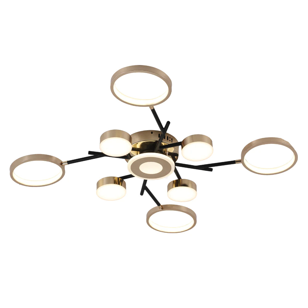 Lustra LED Rafira 47 W x 4 Canale - 188 W Cu Telecomanda, Dimabila, Negru, Auriu