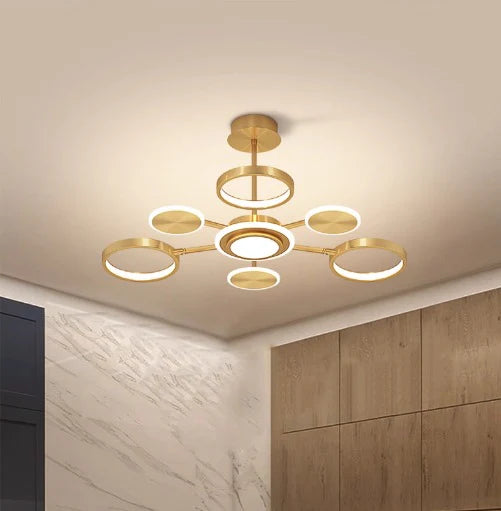 Lustra LED Saima 92 W Cu Telecomanda, Dimabila, Auriu