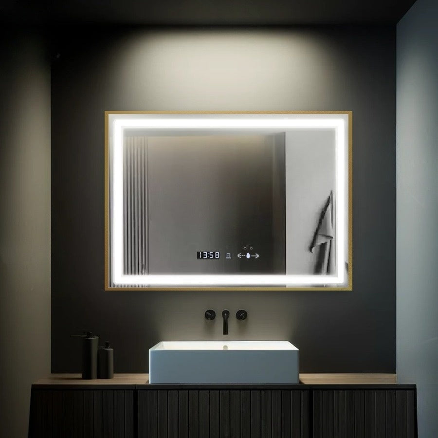 Oglinda LED Senzor Siran Sistem Dezaburire Rama Aurie 80x60 Cm